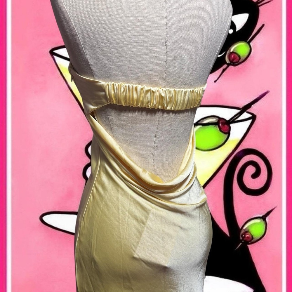 Strapless Butter Yellow Silk Maxi Dress